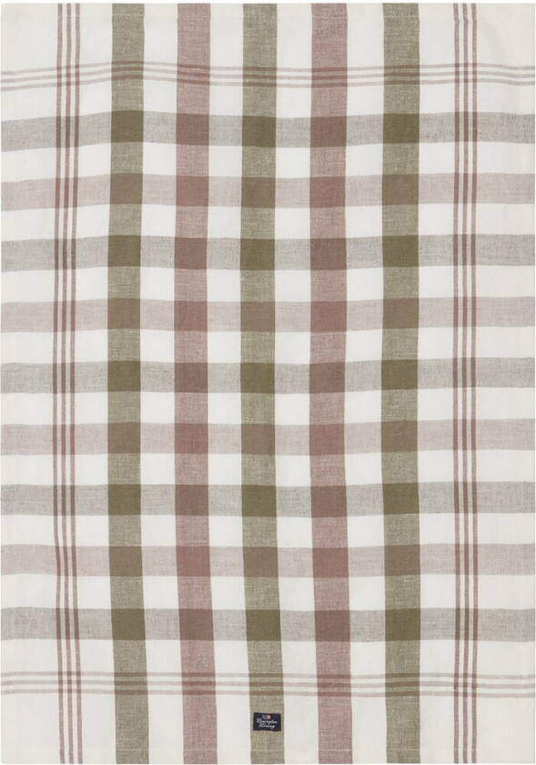 Checked Linen/Cotton kjøkkenhåndkle 50x70 cm Olive