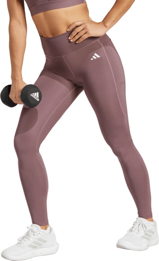 adidas Optime Essentials Stash Pocket Full-Length Tights, treningstights, dame Shadow Fig