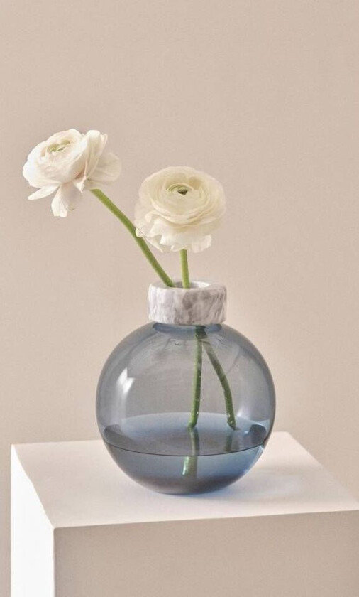 glassvase - høyde 19 cm Blågrå/marmor