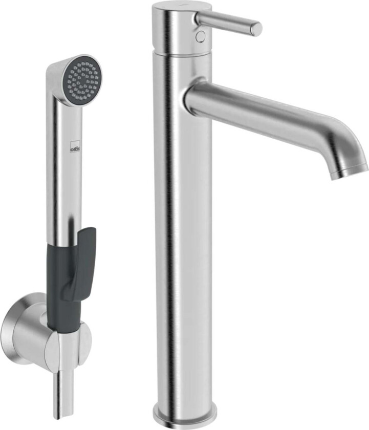 Optima Style Høy Servantkran med Bidetta Børstet Stål