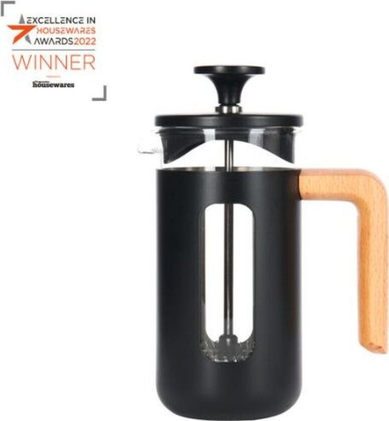 Pisa 3-kopps Stempelkanne Sort Trehåndtak La Cafetière