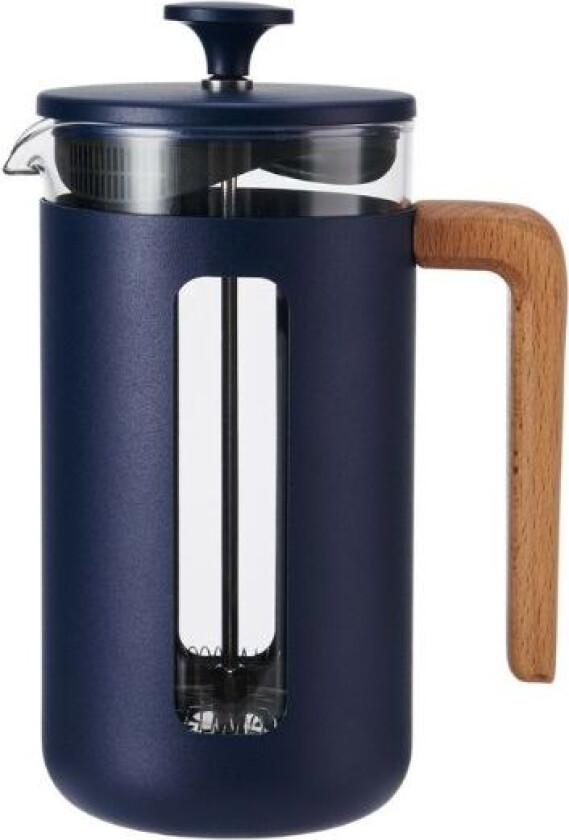 Pisa Stempelkanne 8 Kopper Navy Trehåndtak La Cafetière