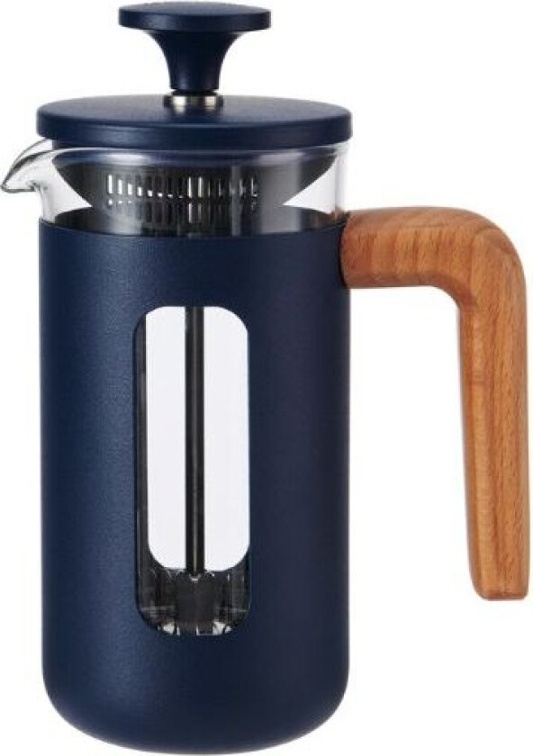 Pisa Stempelkanne 3 Kopper Navy Trehåndtak La Cafetière