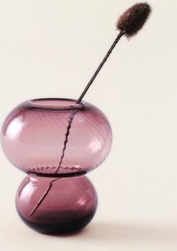 BUBBLAN glassvase - høyde 19,5 cm Vinrød