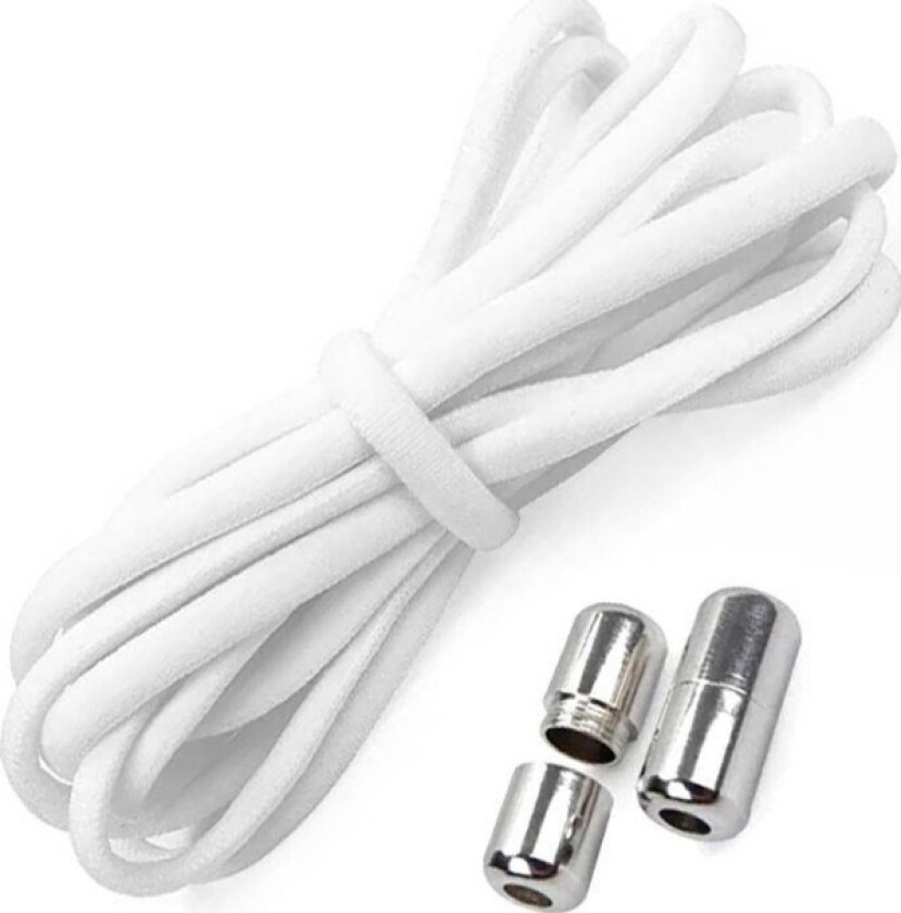 Elastic Shoelier Skolisser Uten Bånd 100Cm Hvit Ag841