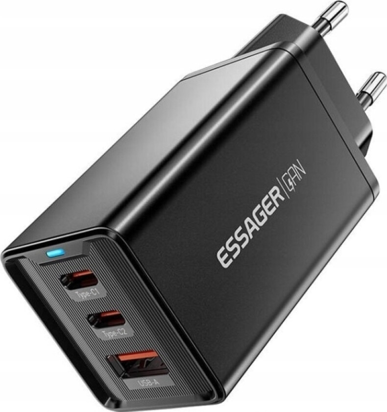adowarka Sieciowa, Essager, Ectac-Ksb01-Z, Gan, 2Xusb-C, Usb-A, 67W (Czarna)
