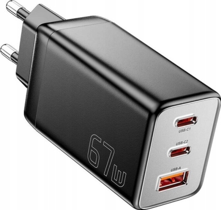 adowarka Sieciowa, Essager, Ect67w-Ljb01-Z, Gan, 2Xusb-C, Usb-A, 67W (Czarna)