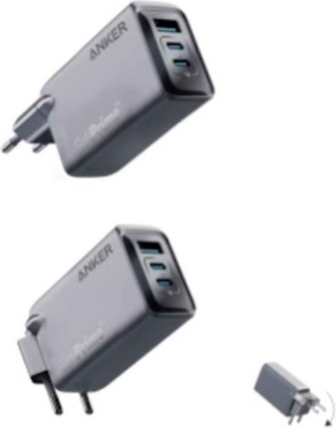 Ankerprime 100W Gan   2Xusb-C 1Xusb-A Silver