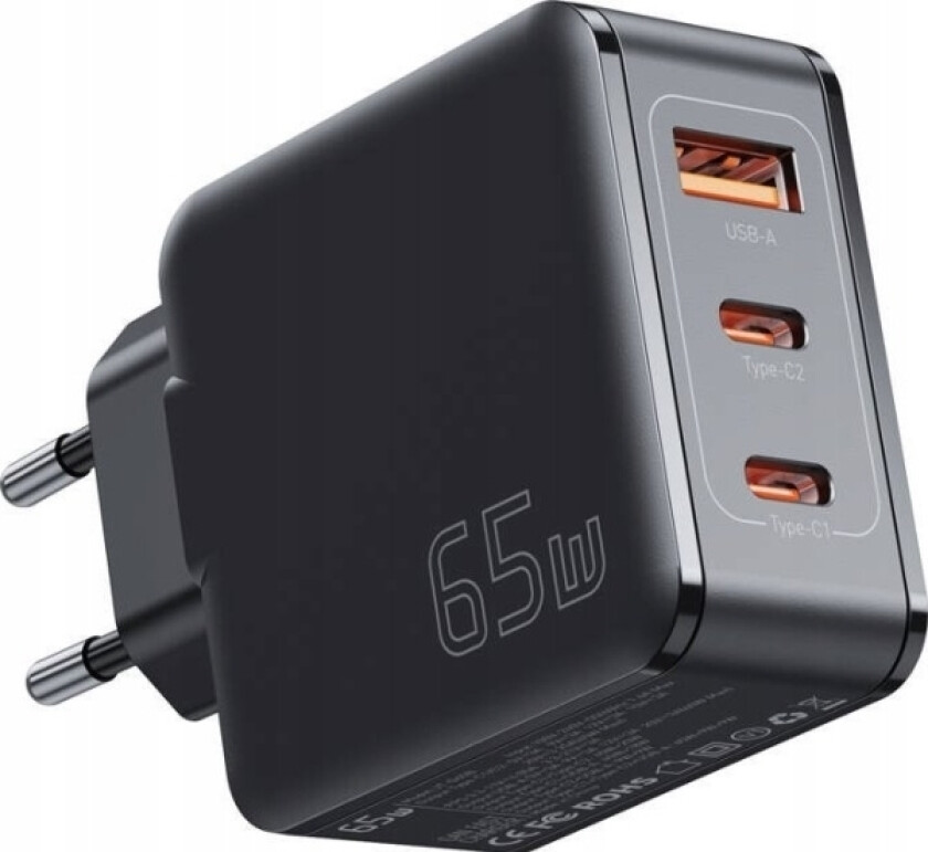 adowarka Sieciowa, Essager, Ect2ca-Jzb01-Z, Gan, Usb-A, 2Xusb-C, 65W (Czarna)