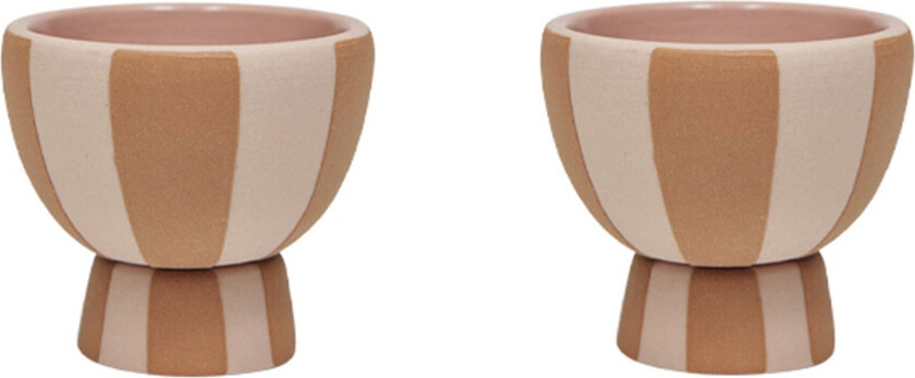 Toppu eggeglass 2 stk, karamell/rosa