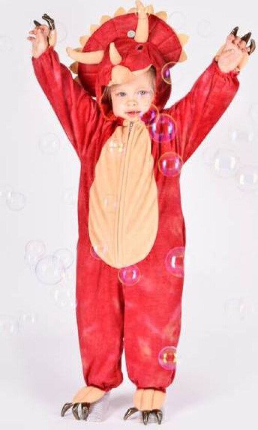 Bilde av - Kostyme Dinosaur Triceratops Rød