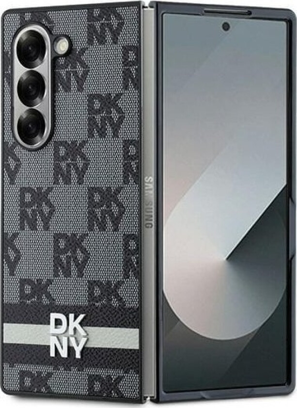 Dkny Overlay For Samsung Galaxy Z Fold6 Dk000228 Black Chequered Pattern Printed Stripes