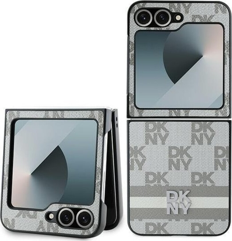 Dkny Overlay For Samsung Galaxy Z Flip6 Dk000223 Beige Chequered Pattern Printed Stripes