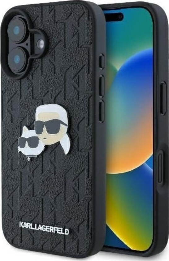 Klhcp16spgklkcpk Iphone 16 6.1" Czarny/Black Hardcase Monogram Karl&Chaoupette Head Pin