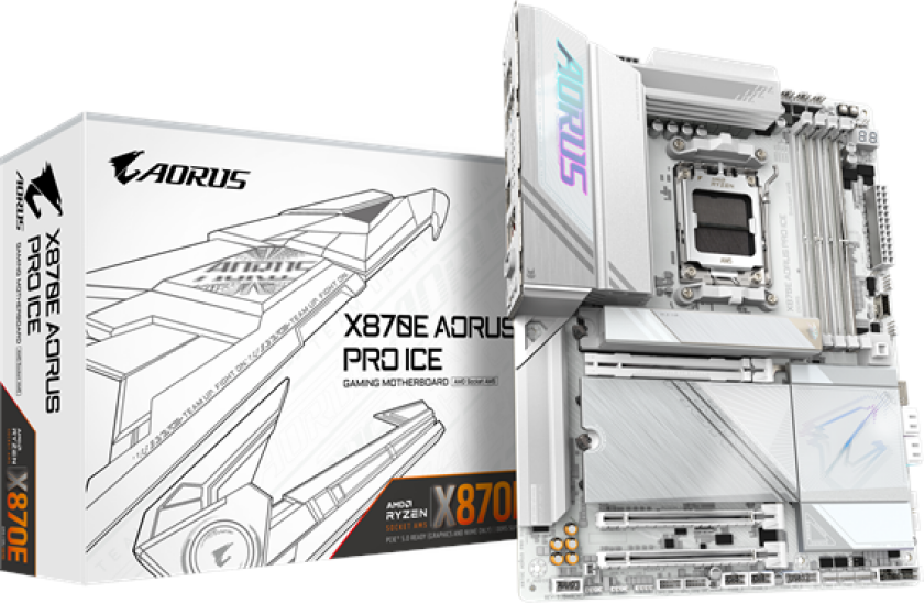 X870E AORUS PRO ICE Hovedkort - AMD X870E - AMD AM5 socket - DDR5 RAM - ATX
