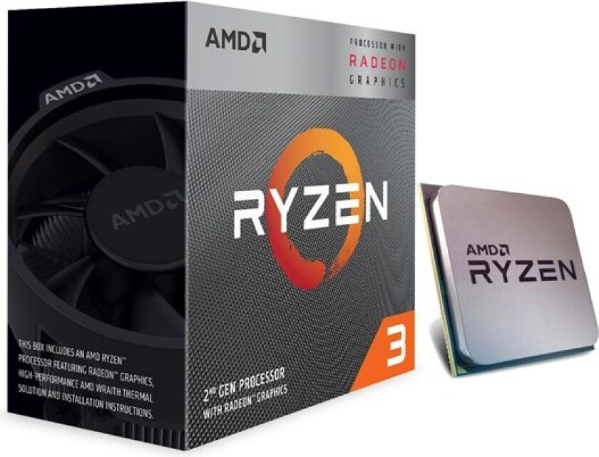 Ryzen 3 3200G Wraith Stealth Prosessor/CPU - 4 kjerner - 3.6 GHz - AM4 - Boks (med kjøler)