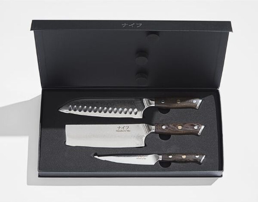 Damascus By Hâws Dbhsvuw Santoku Knife 31,7 Cm + Vegetable Knife 30 Cm + Utility Knife 24cm Wengé