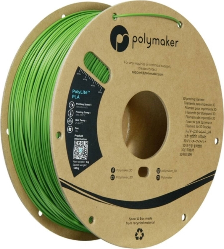 Polymaker Pa02059 Filament Pla-Plast Høj Grad Af Stivhed, Høj Grad Af Trækstyrke 1.75 Mm 1000 G Junglegrøn Polylite™ 1 Stk