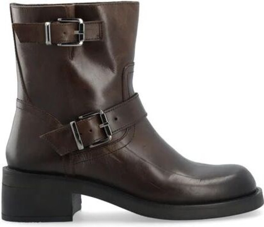 Biaharper Mid Calf Biker Boot Pull Up Leather - Chestnut 40