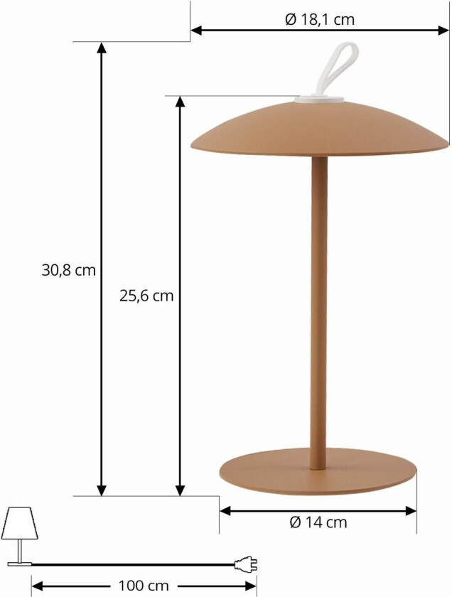LED-bordlampe Kanani, kaffebrun, dimbar