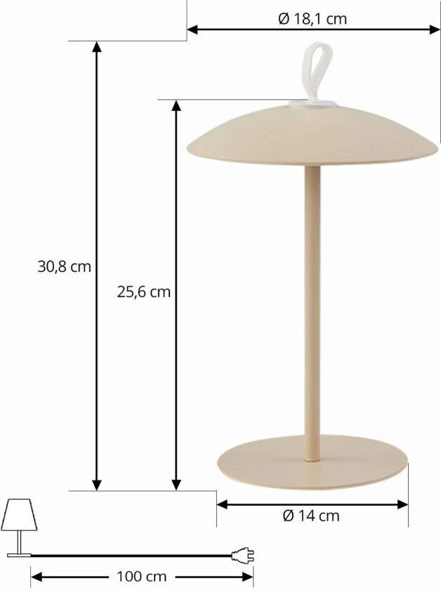 LED-bordlampe Kanani, kremfarget, dimbar