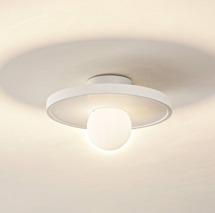 vegglampe Nielson, hvit, gips, Ø 28 cm