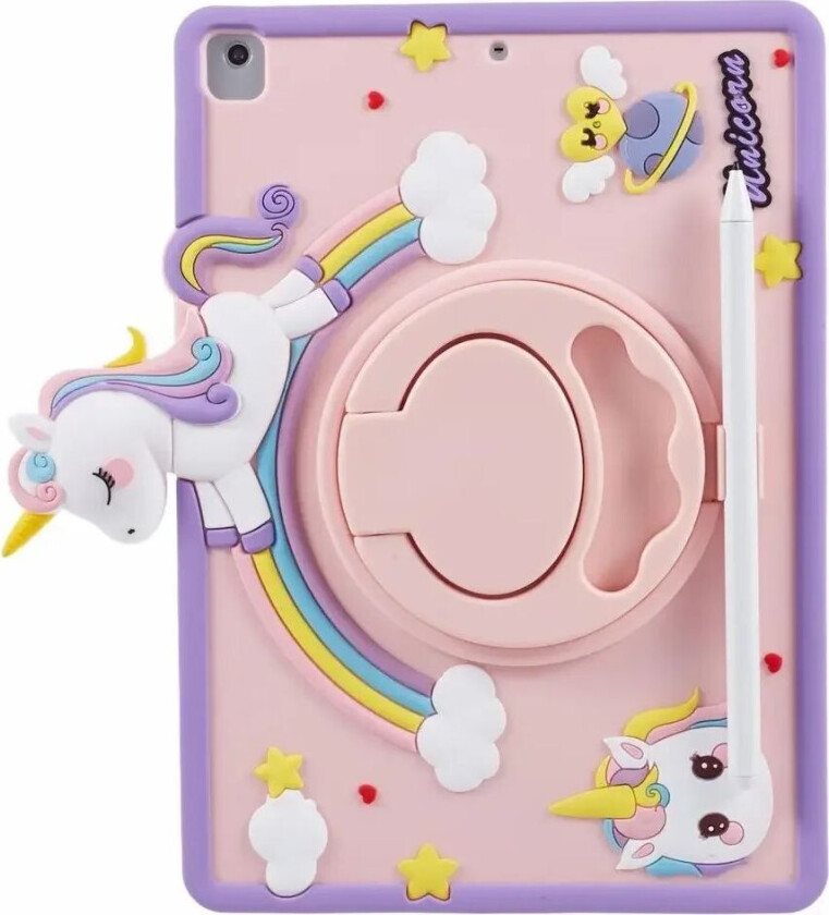 iPad 9.7 (2018-2017) / iPad Air / Air 2 Barne Deksel m. Stativfunksjon & Cartoon - Rosa
