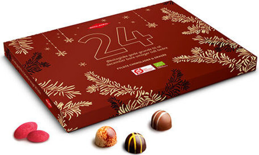 Julekalender m. Fylte Sjokolader & Dragéer Øko - 240 g