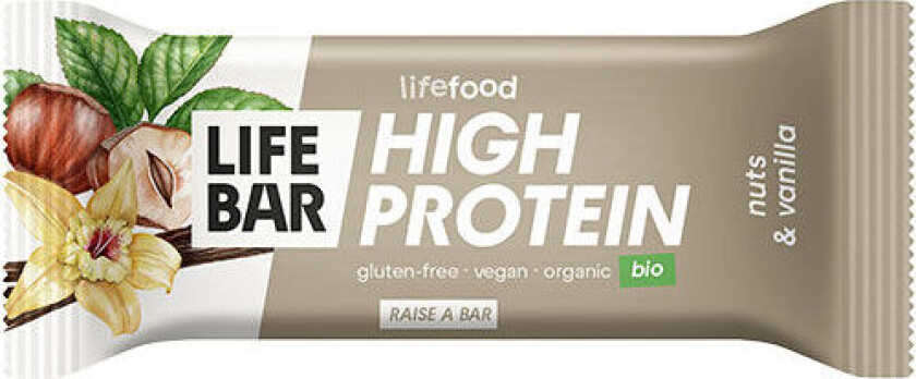 LifeBar Proteinbar med nøtter og vanilje Øko - 40 g