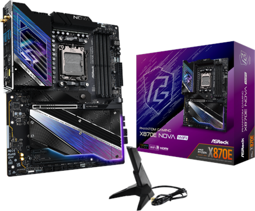 X870E NOVA WIFI Hovedkort - AMD X870E - AMD AM5 socket - DDR5 RAM - ATX