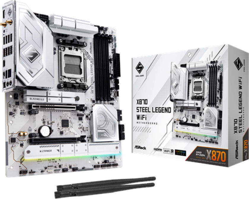X870 STEEL LEGEND WIFI Hovedkort - AMD X870 - AMD AM5 socket - DDR5 RAM - ATX