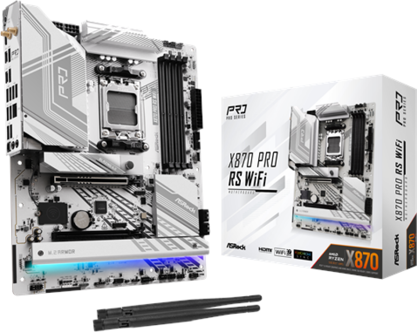 X870 PRO RS WIFI Hovedkort - AMD X870 - AMD AM5 socket - DDR5 RAM - ATX
