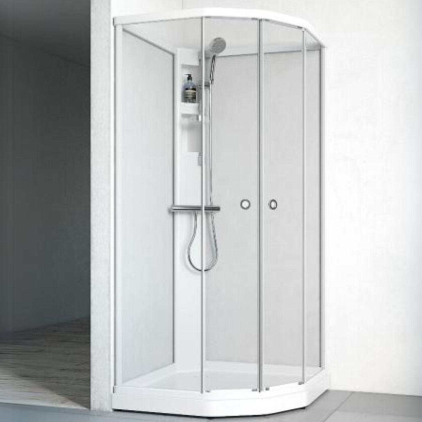 Flow Semi Dusjkabinett Standard Matt Aluminium / 91x91cm Klart Glass