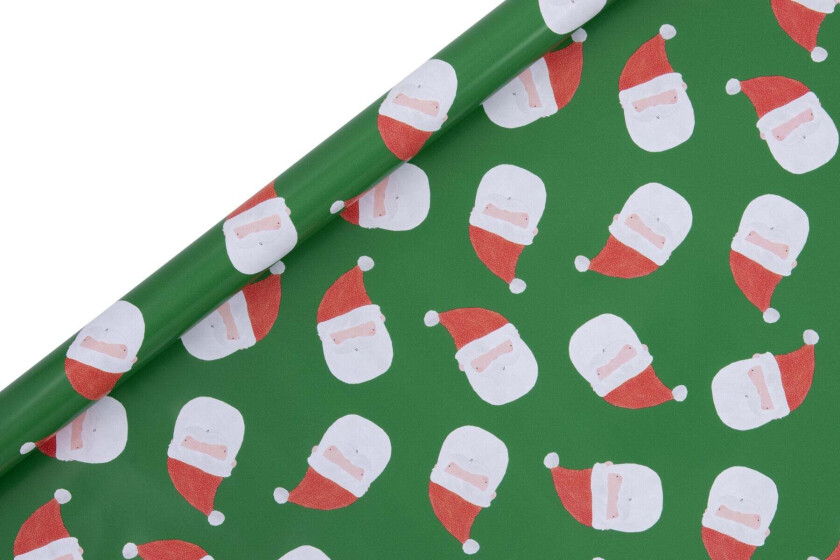Gavepapir 4m Santa Face Grønn