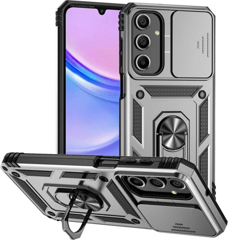 Samsung Galaxy A16 Håndverker Deksel med Magnetisk Kickstand Og Cam Slider - Sølv