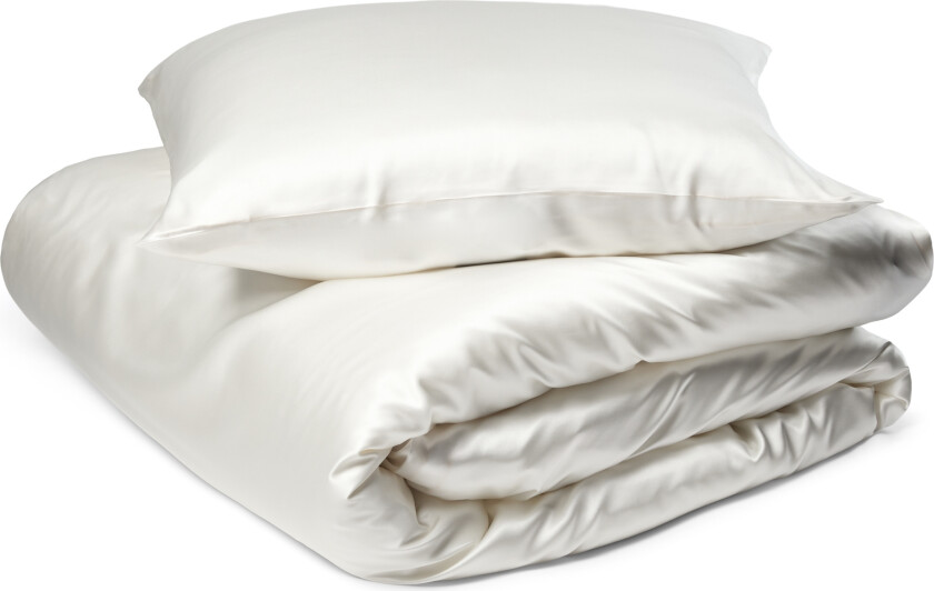 Bilde av Silke sengetøy 240x220 cm - Ensfarget hvitt sengetøy - Sengesett i 100% morbærsilke - By Borg