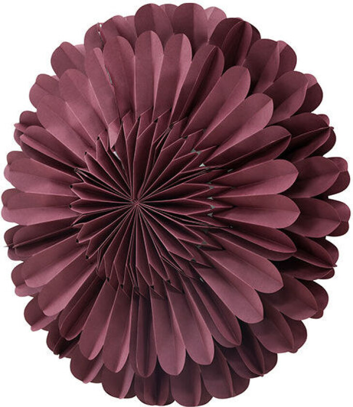 Järvsön julestjerne med lys papir Ø60 cm pendel mørkerød.