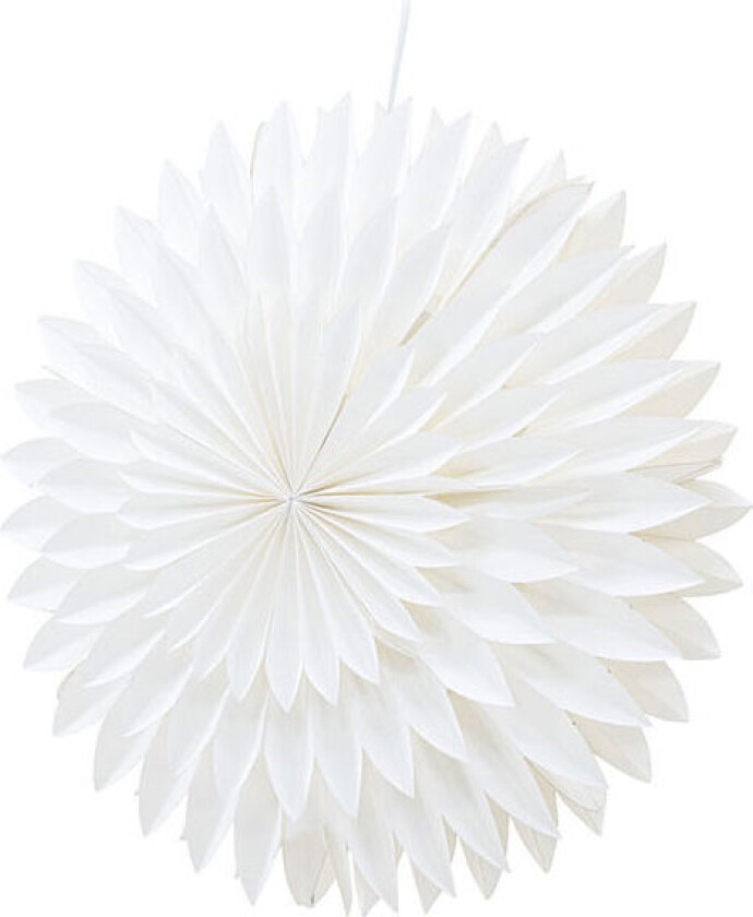 Storlien julestjerne med lys papir Ø46 cm pendel hvit.