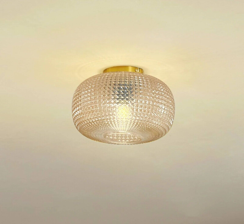 taklampe Hildur, Ø 25 cm, ravfarget, glass