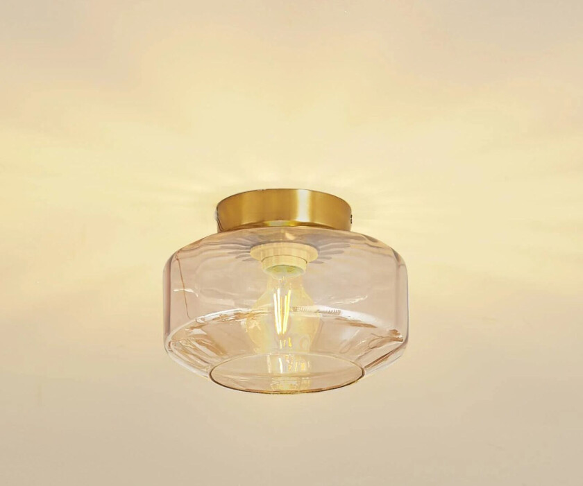 taklampe Hildur, ravfarget, glass, Ø 22 cm