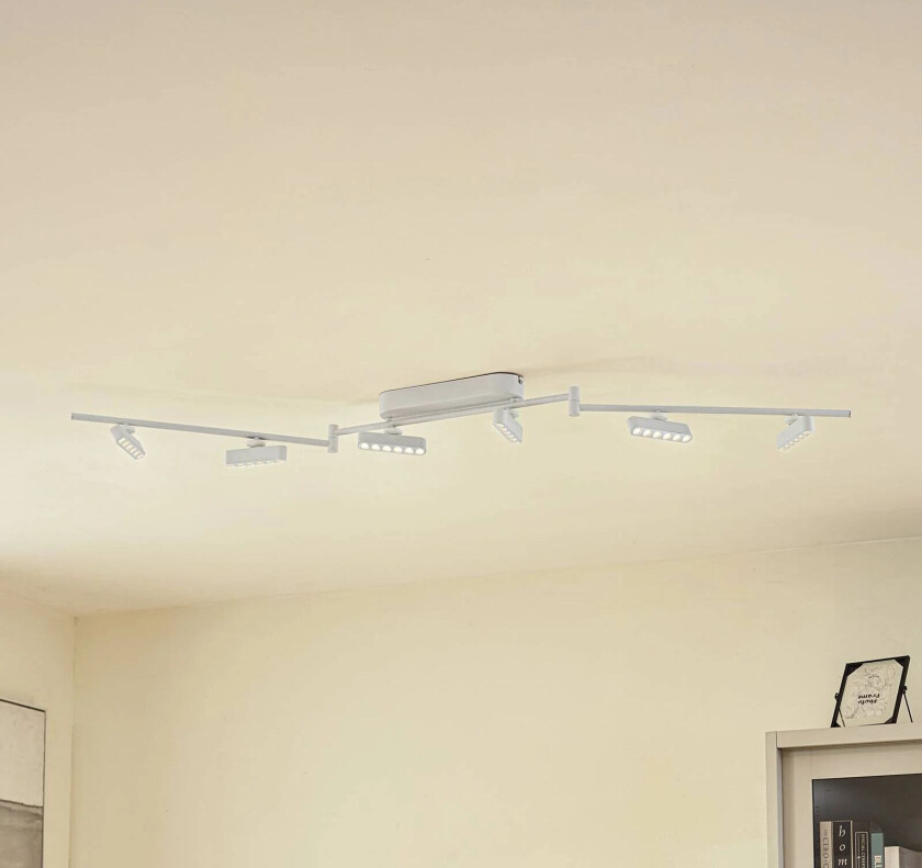 LED-spotlight Eldrin, hvit, 27,5W, 6-lys, jern