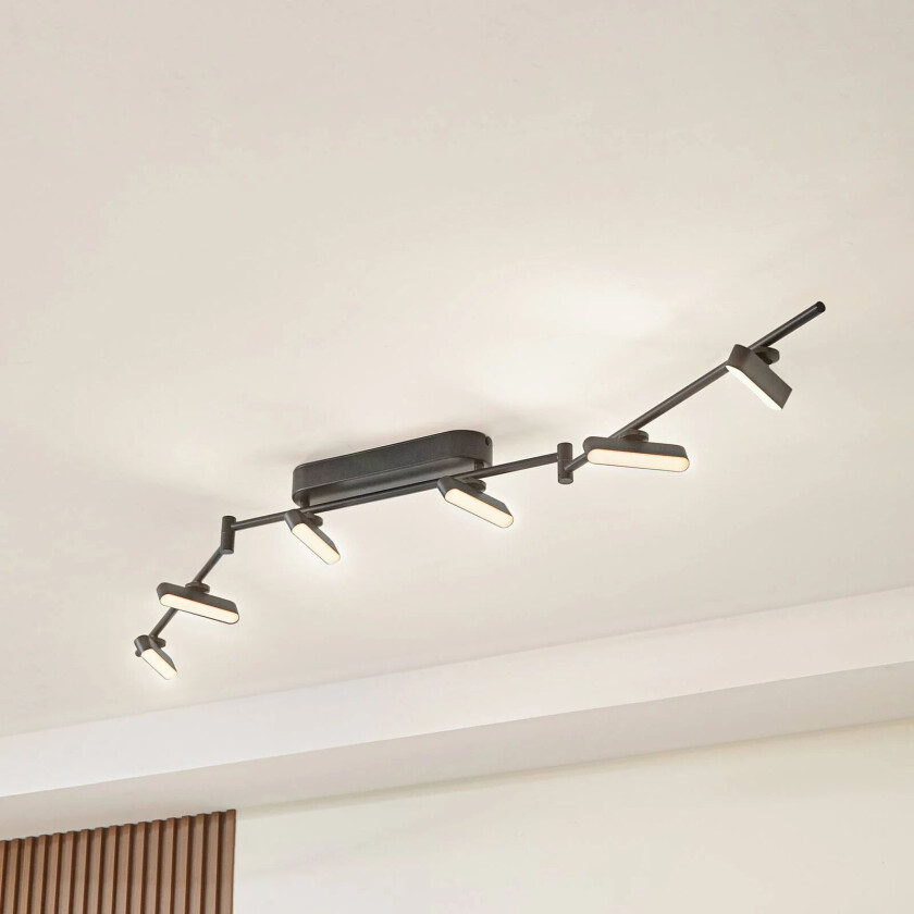 LED-spotlight Eldrin, svart, 26,7W, 6-lys, jern