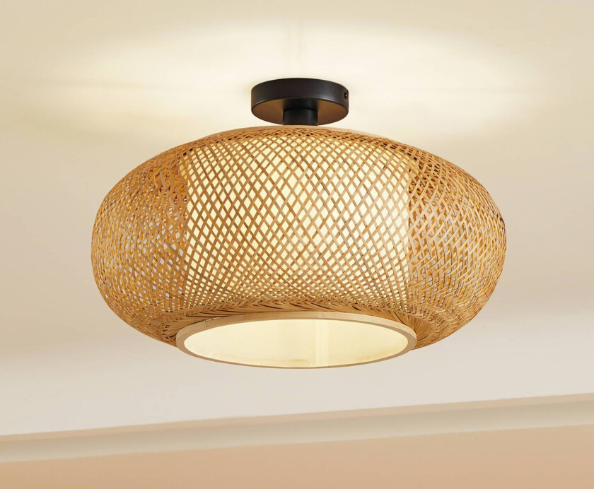 taklampe Romaine, bambus, natur/hvit, Ø 50 cm