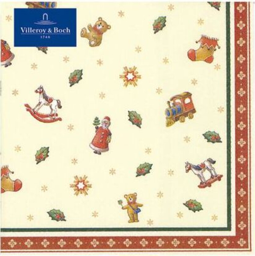 Winter Specials Toys cocktail serviett spredte motiver, grønn / rød / gull, 20 stykker 25x25