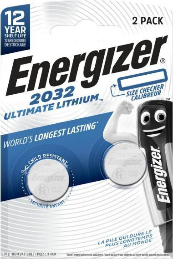Ultimate Lithium Knappecellebatteri CR2032, 3 V 2-pakning