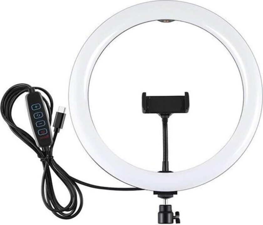 Ring light with phone holder