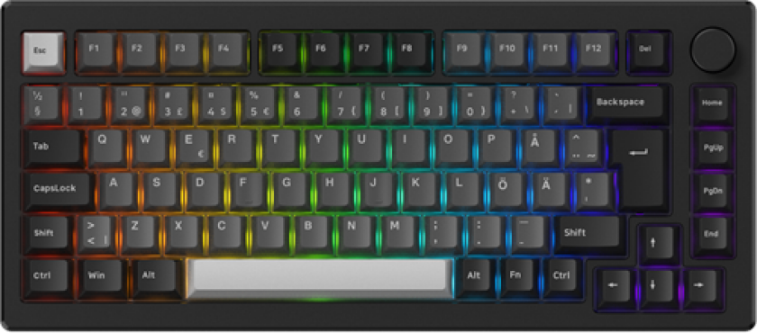 MOD 007B HE Black & Silver Hall Effect - Gamingtastatur - Uten numpad - Nordisk - Svart