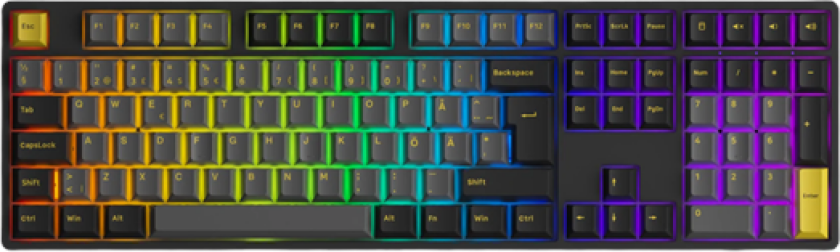 5108B Plus-S Black & Gold V3 Cream Yellow Pro - Gamingtastatur - Nordisk - Svart