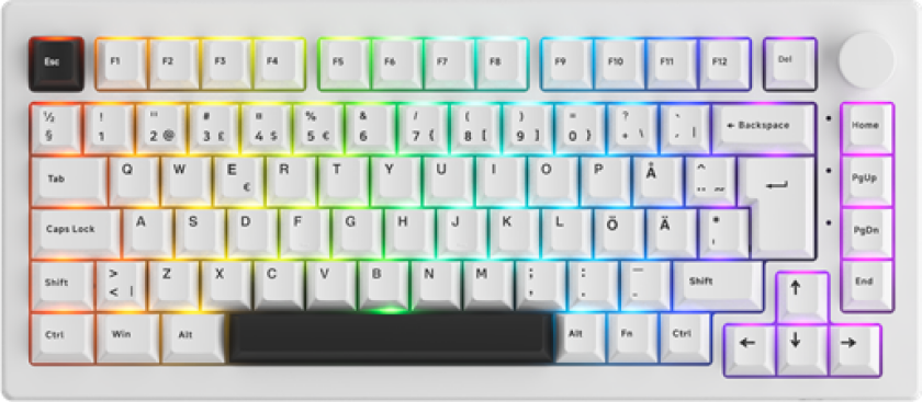 5075B Plus-S Black on White V3 Cream Yellow Pro - Gamingtastatur - Uten numpad - Nordisk - Svart