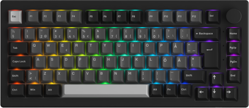 5075B Plus-S Black & Silver V3 Cream Yellow Pro - Gamingtastatur - Uten numpad - Nordisk - Svart